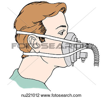 Clip Art Of Patient Being Administered Oxygen By A Face Mask With