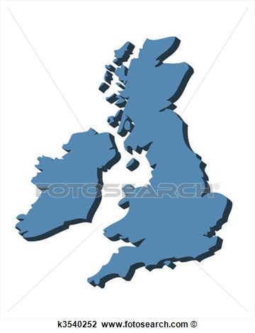 Clip Art Of Uk And Ireland Map K3540252   Search Clipart Illustration