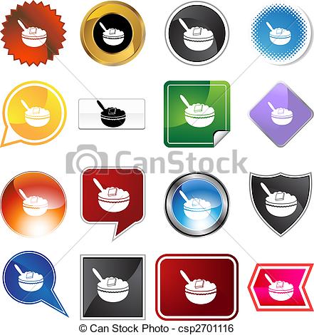 Clip Art Vector Of Oatmeal Icon Set Isolated On A White Background    