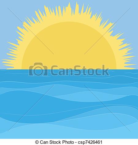 Clipart Of Sea Sky And Sun   Landscape  Blue Sea And Sky And Yellow    