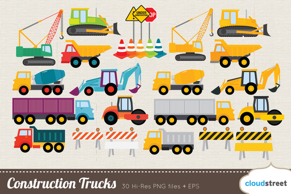 Construction Trucks Clipart   Illustrations On Creative Market