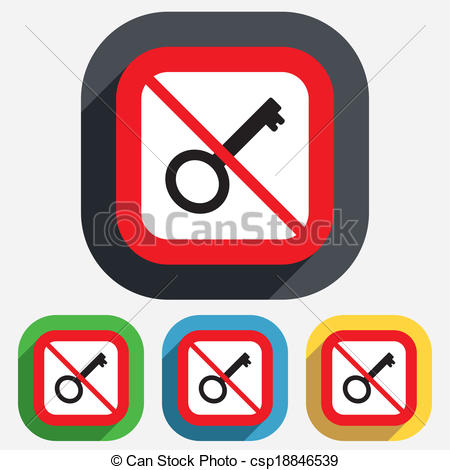 Do Not Open  Key Sign Icon  Unlock Tool Symbol  Red Square Prohibition    