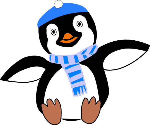 Penguin Wearing Hat And Scarf Clip Art At Clker Com   Vector Clip Art
