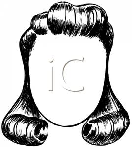 Retro Cartoon Of A Female Wig   Royalty Free Clipart Picture