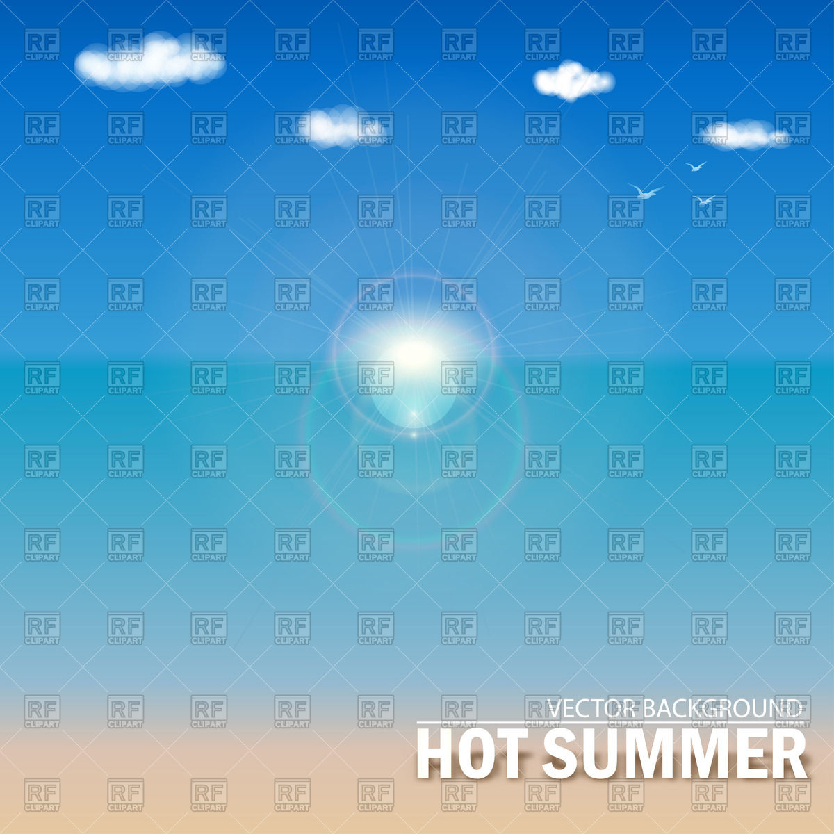 Sea Shore With The Sun On The Horizon Download Royalty Free Vector