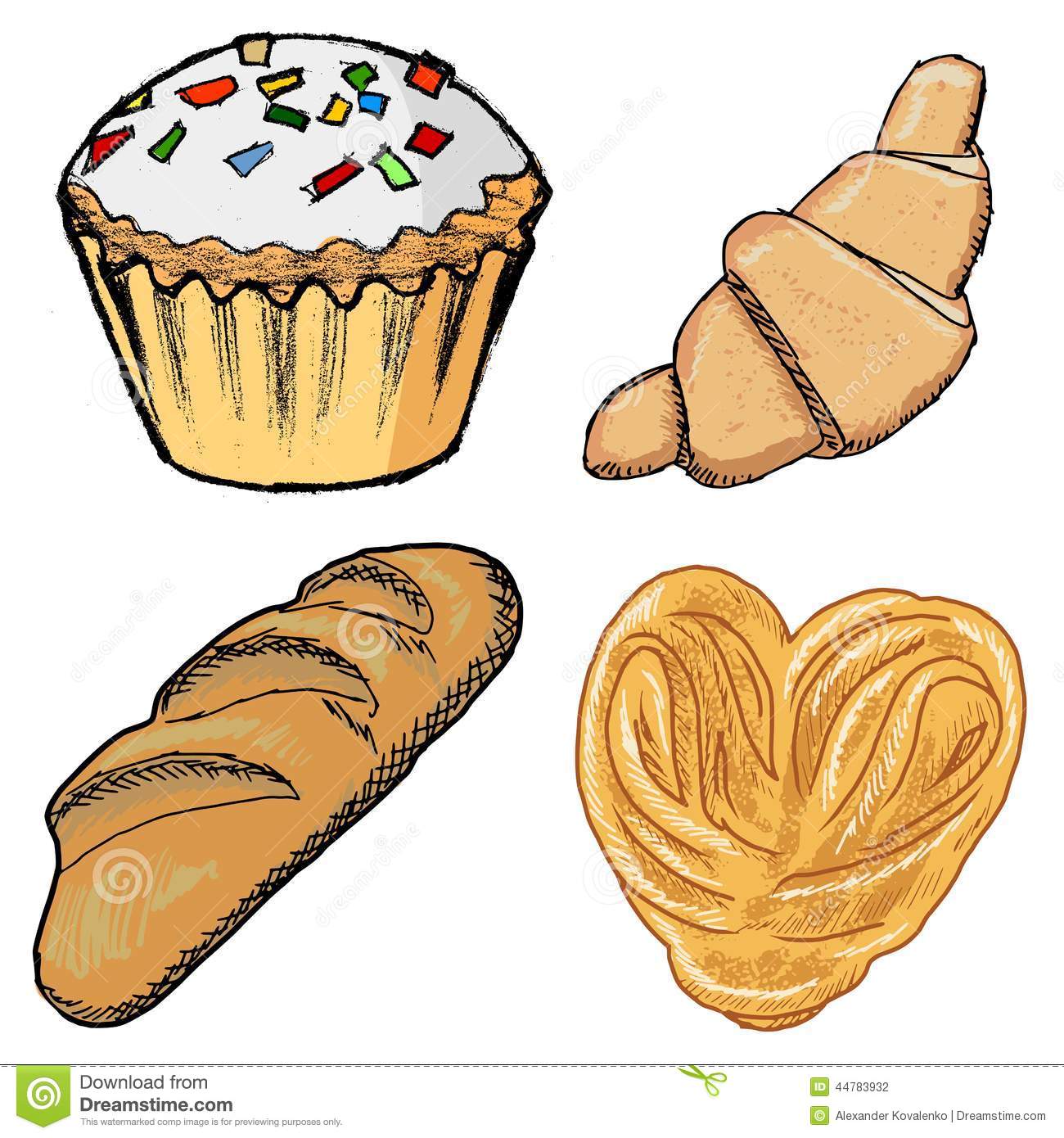 Set Of Hand Drawn Sketch Illustrations Of Baking
