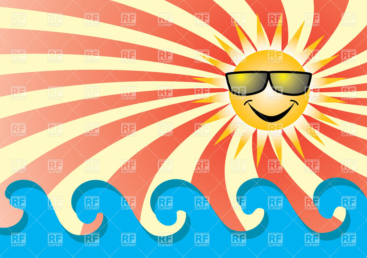 Smiling Sun And Sea Waves Travel Download Royalty Free Vector Clip    