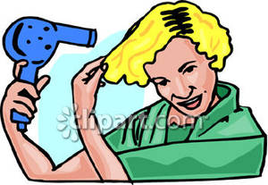 Woman Drying Her Hair   Royalty Free Clipart Picture