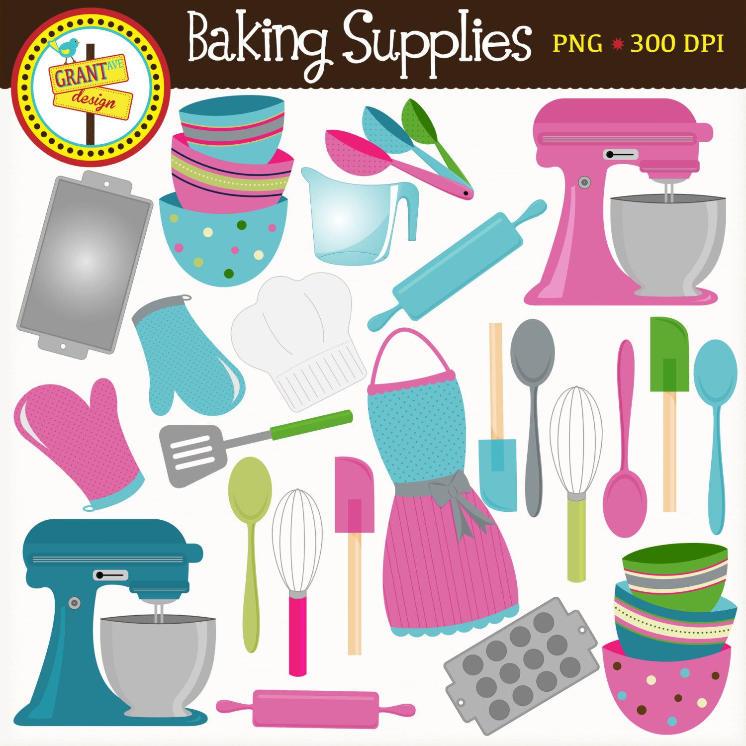 Baking Supplies Clipart Cute Baking Clip Art By Grantavenuedesign