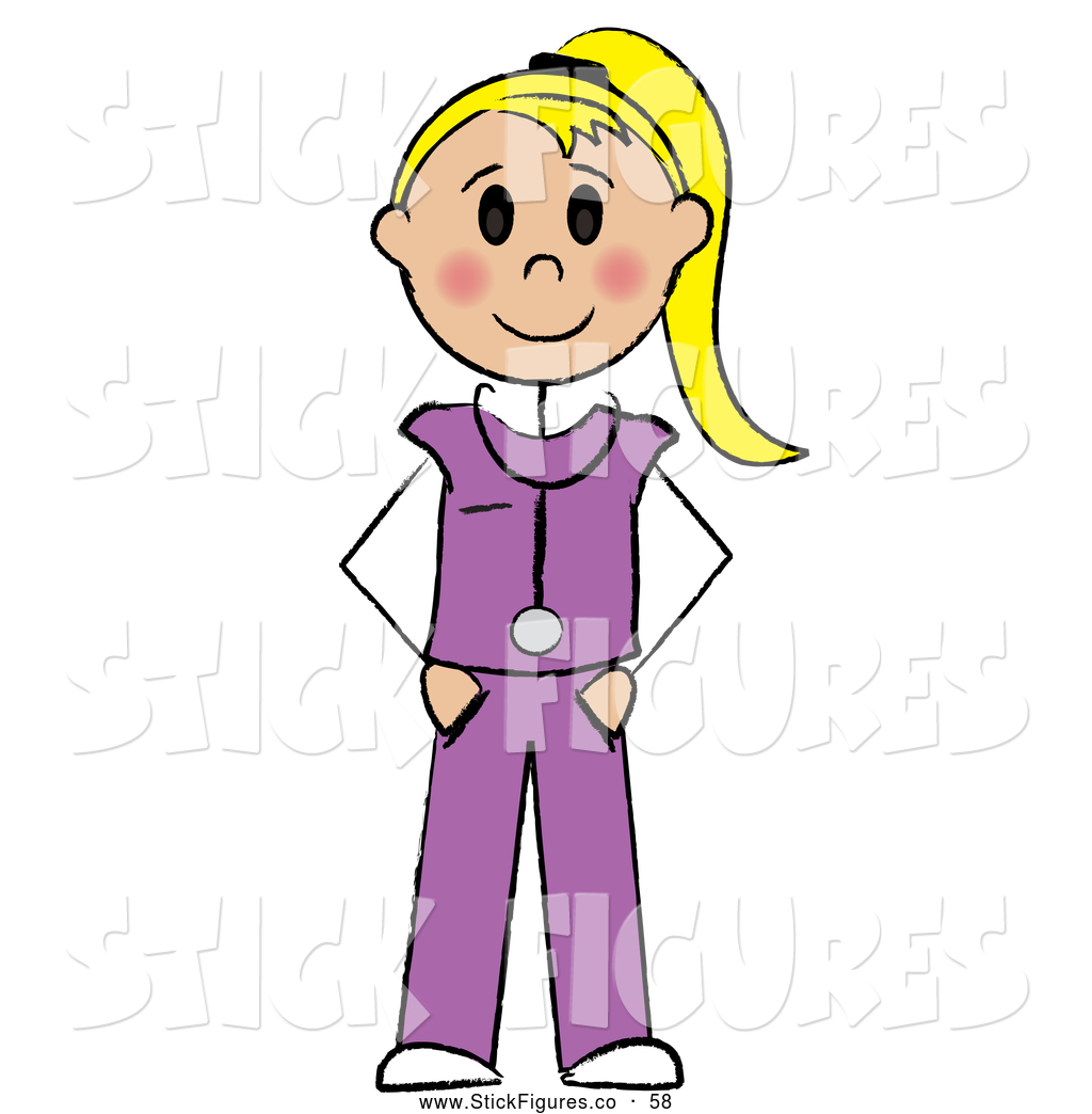 Blond Caucasian Stick Doctor Or Nurse Woman By Pams Clipart    58