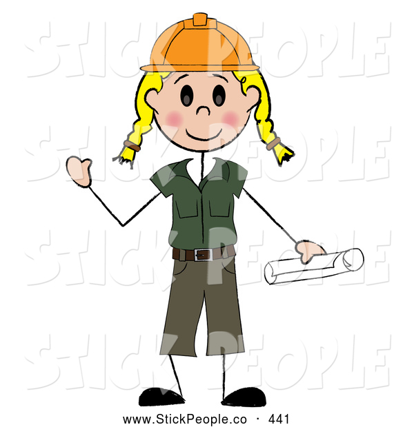    Blond Caucasian Stick Woman Construction Worker By Pams Clipart    441