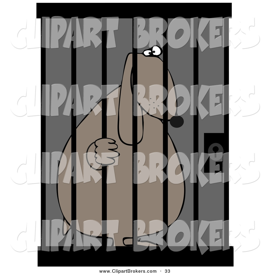 Clipart Illustration Jailed Dog Behind Bars Prison Cell Pictures