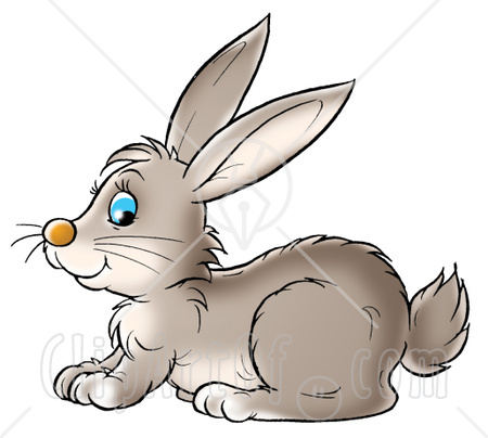 Clipart Illustration Of A Cute Blue Eyed Gray Bunny Rabbit In Profile