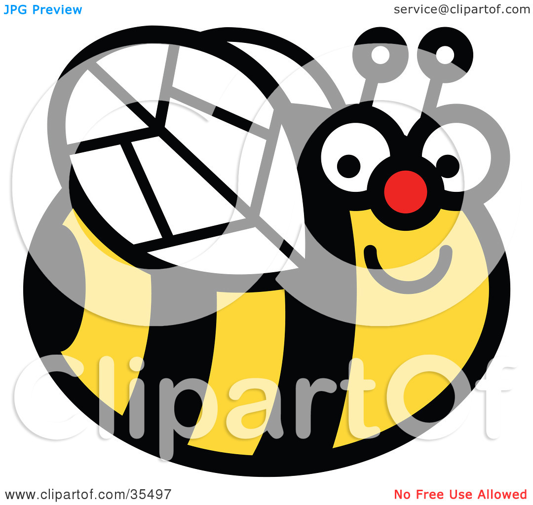 Clipart Illustration Of A Happy Chubby Honey Bee Smiling And Flying By