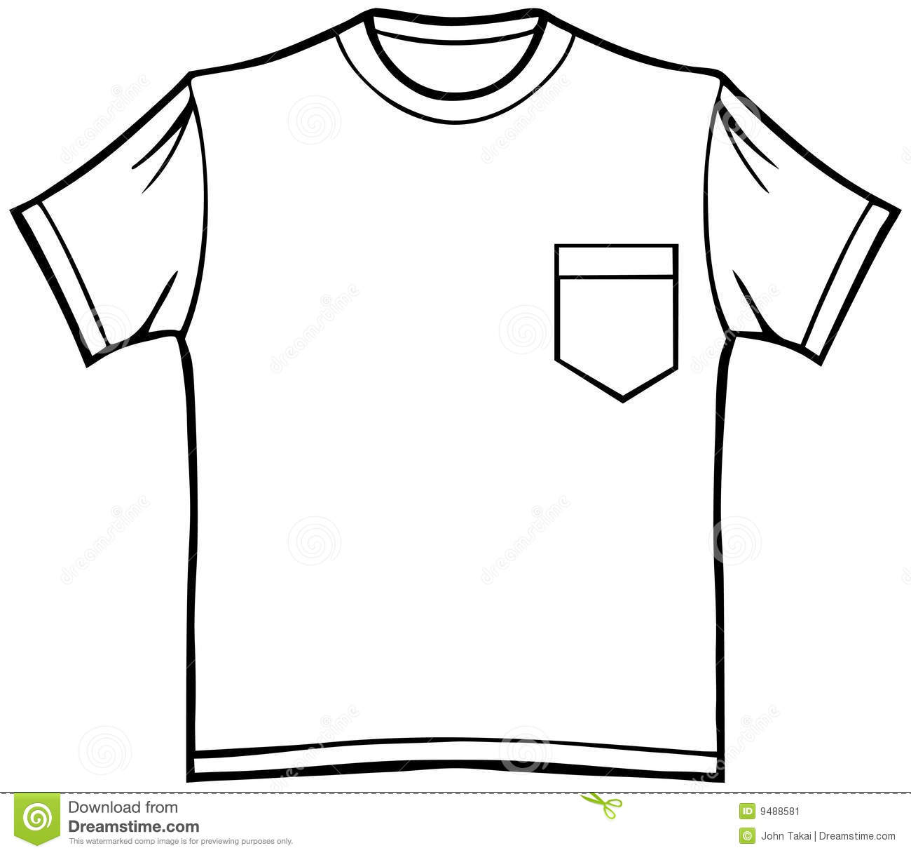 Clothing Line Art   T Shirt With Pocket   Black And White