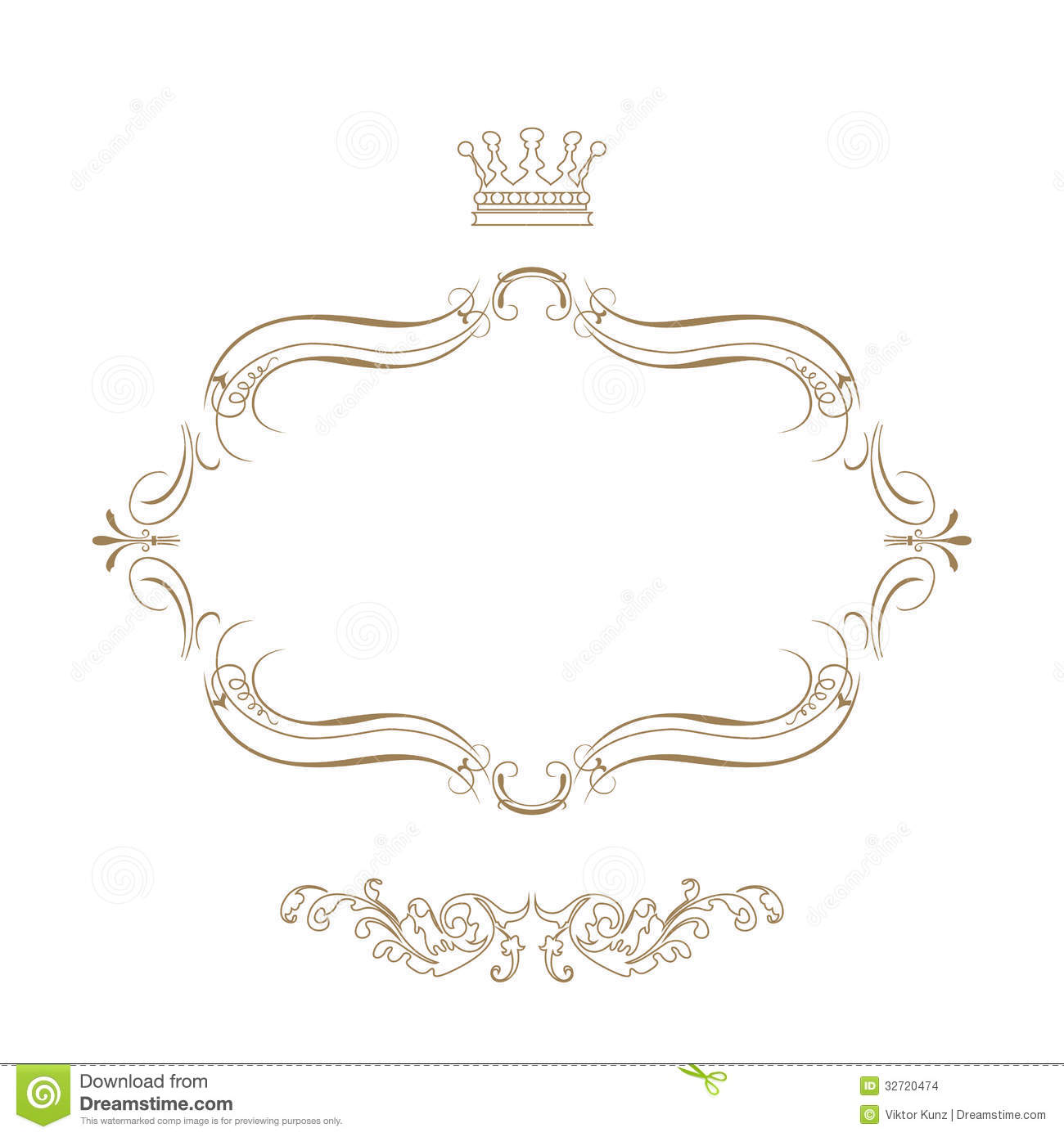 Elegant Royal Frame With Crown Isolated On White Background