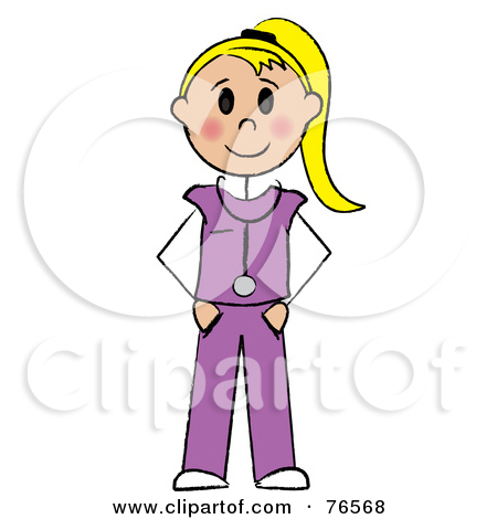    Friendly Blond Caucasian Stick Doctor Or Nurse Woman By Pams Clipart