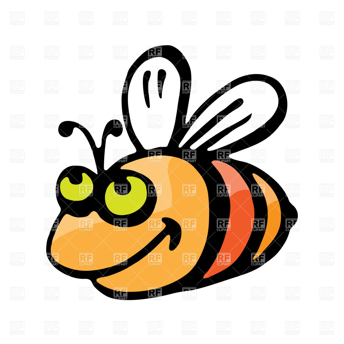 Funny Smiling Cartoon Bee 16274 Download Royalty Free Vector Clipart    