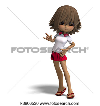 Girl Says Hello  3d Rendering With Clipping Path And Shadow Over White