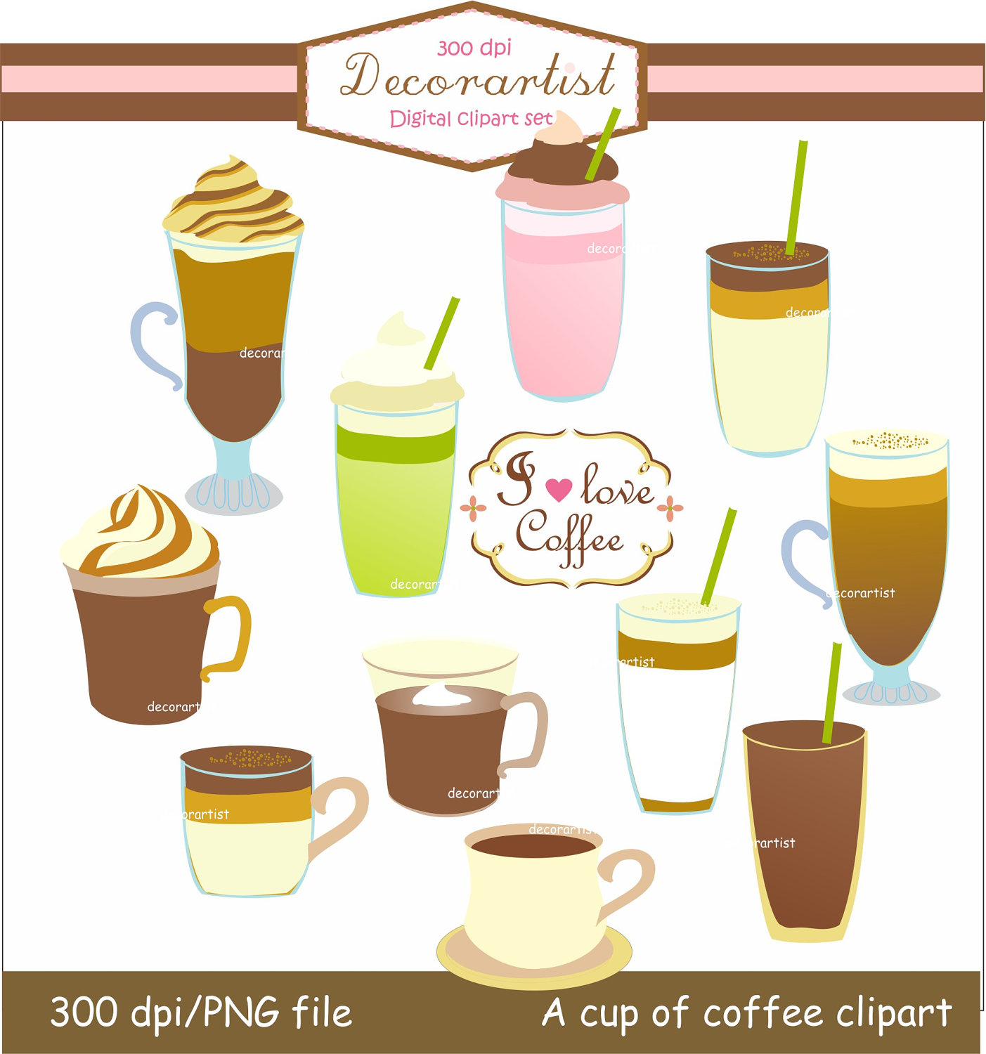 Iced Coffee Clipart I Love Coffee Clipart