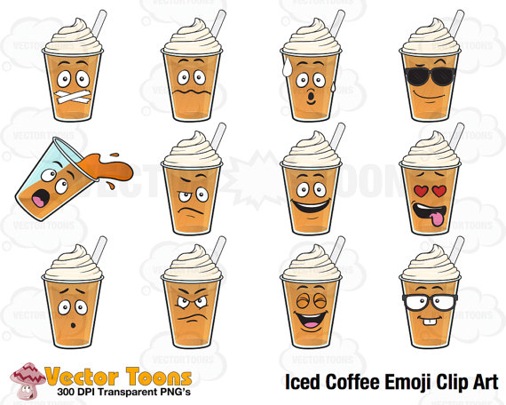 Iced Coffee Emoji Clip Art Digital Clipart Digital By Vectortoons