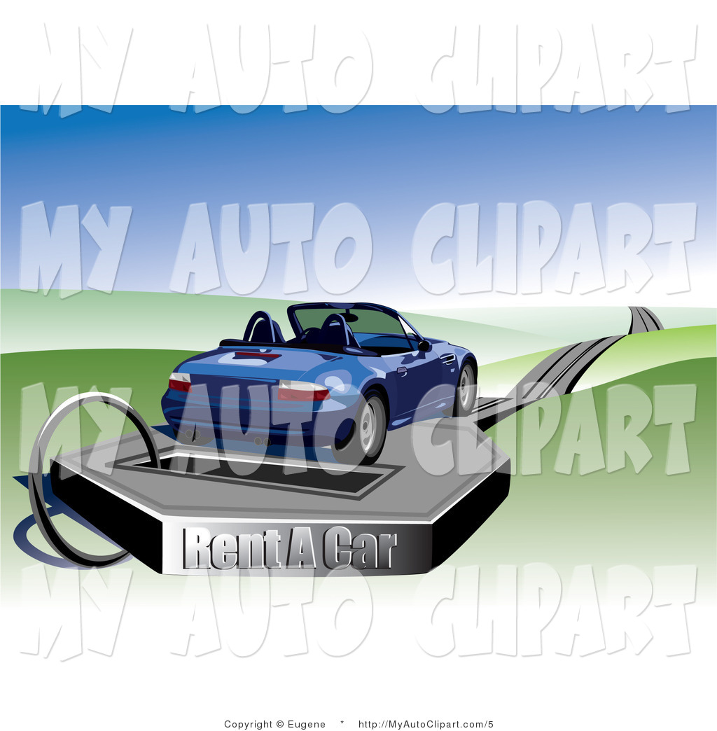 Larger Preview  Vector Clip Art Of A Convertible Sports Rental Car On    