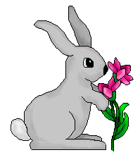 Rabbit Clip Art   Gray Rabbits Holding Flowers