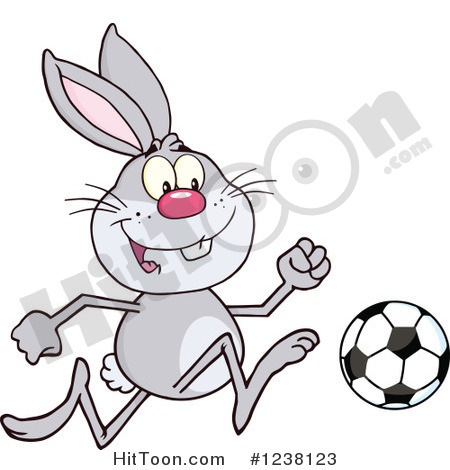 Rabbit Clipart  1238123  Gray Rabbit Playing Soccer By Hit Toon