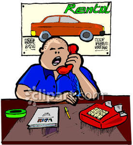 Rental Car Agent Taking A Call   Royalty Free Clipart Picture
