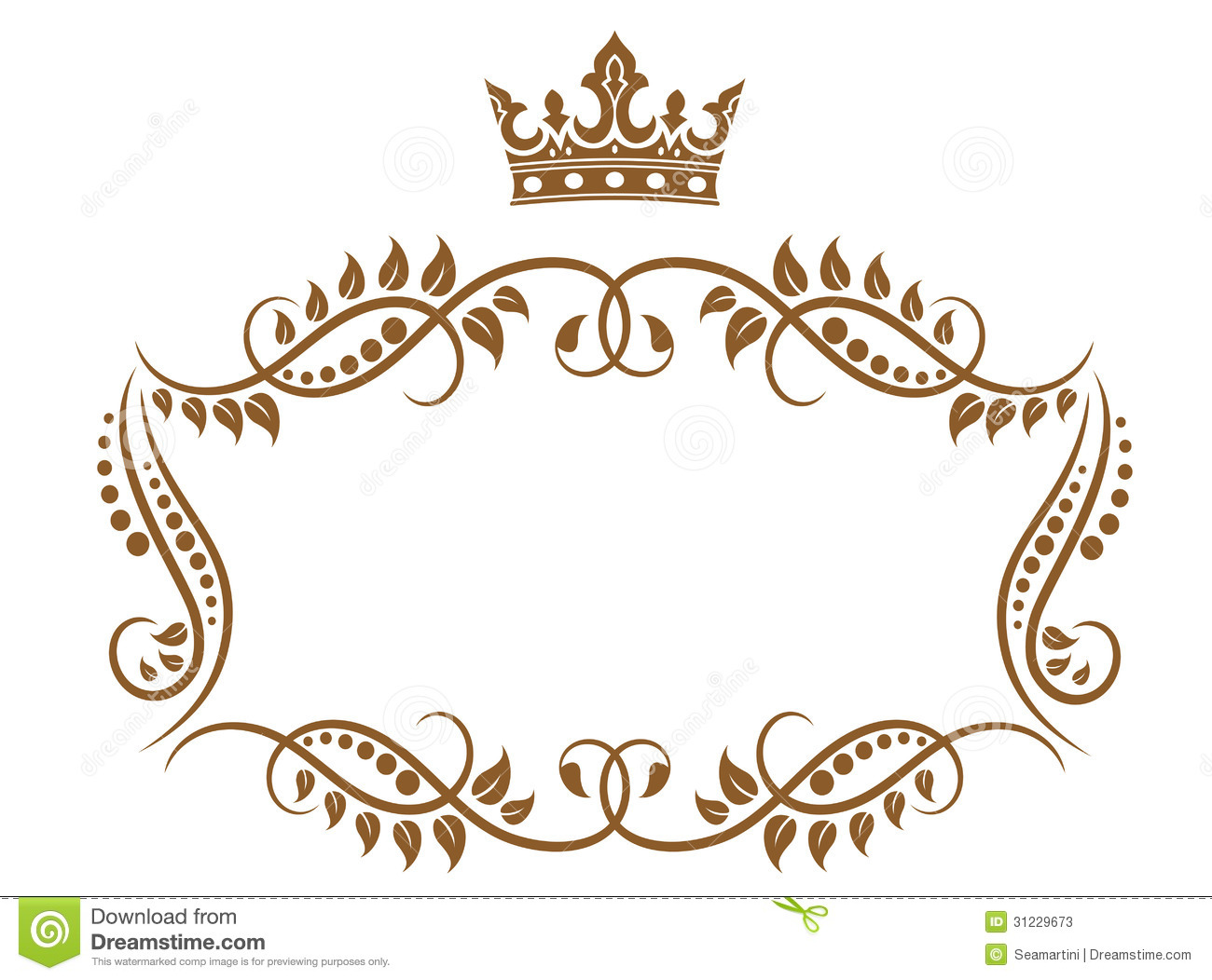 Royal Medieval Frame With Crown Isolated On White Background