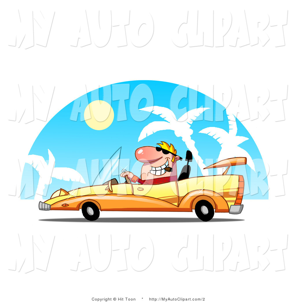 Vector Clip Art Of A Wealthy Man Driving Expensive Convertible Car    