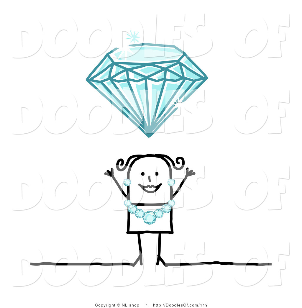 Vector Clipart Of A Stick Figure Person Woman Wearing A Diamond    