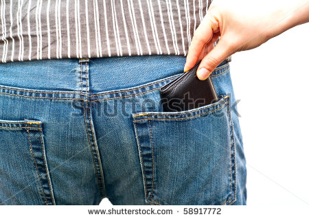 Woman Stealing A Wallet From Man S Back Pocket Isolated On White Stock