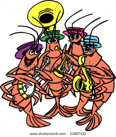 Cajun Clipart Shrimp Band   Stock Vector