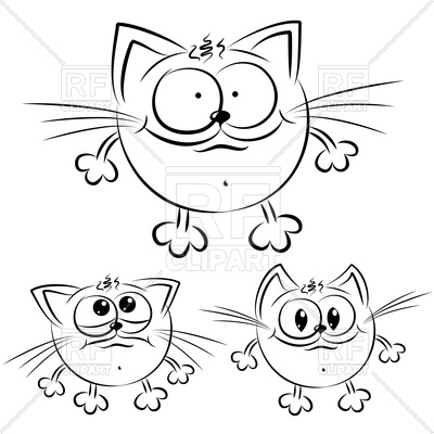 Cartoon Funny Cats Outline 7731 Plants And Animals Download Royalty