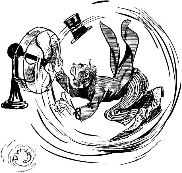 Cartoon Of Man Being Blown Away By Fan   Clipart Etc