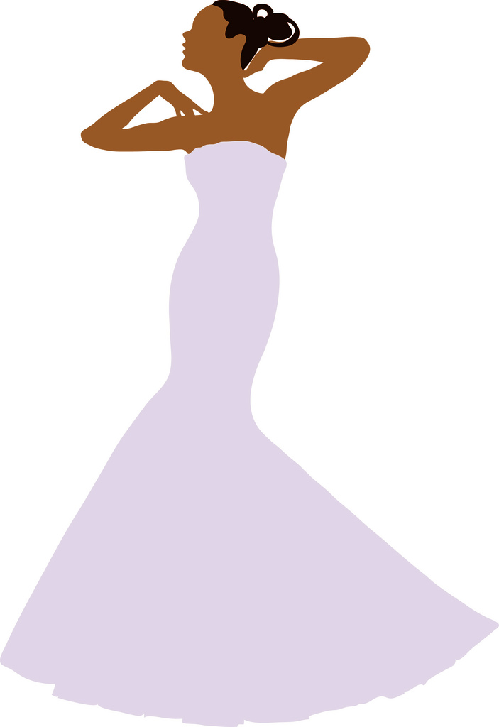 Clip Art Illustration Of A Spring Bride In A Strapless Gown   A Photo