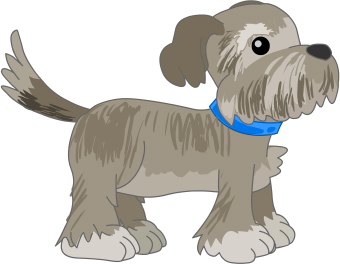 Clip Art Of A Fuzzy Grey Pet Dog With A Blue Collar