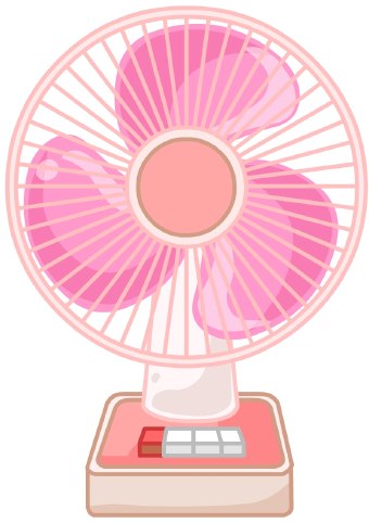 Clip Art Of A Pink Oscillating Room Fan With Three Blades And White