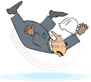 Clipart Illustration  Worker Taking A Slip And Fall