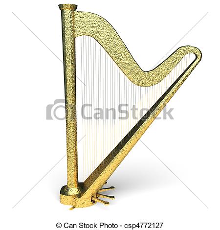 Golden Harp Made In 3d Graphics Csp4772127   Search Eps Clipart    