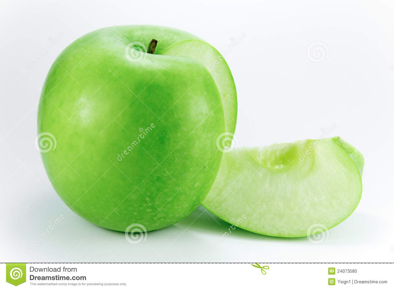 Granny Smith Apple With An Apple Wedge On The Side