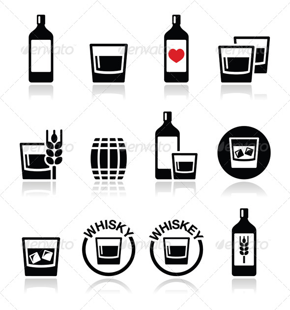 Graphicriver Whisky Or Whiskey Alcohol Icons Set 7973758