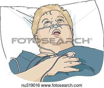 Of Man S Face And Upper Body With Nasal Tube In Place Holding Chest    