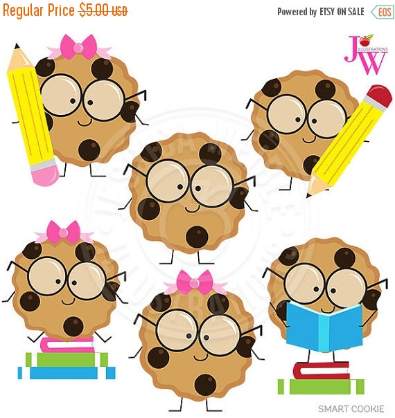 On Sale Smart Cookie Cute Digital Clipart Cookie With Glasses Clipart