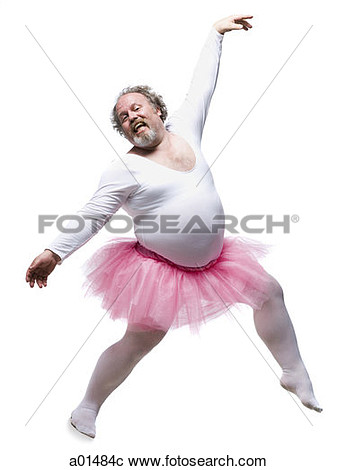 Overweight Man In Ballerina Tutu Smiling And Dancing View Large Photo    