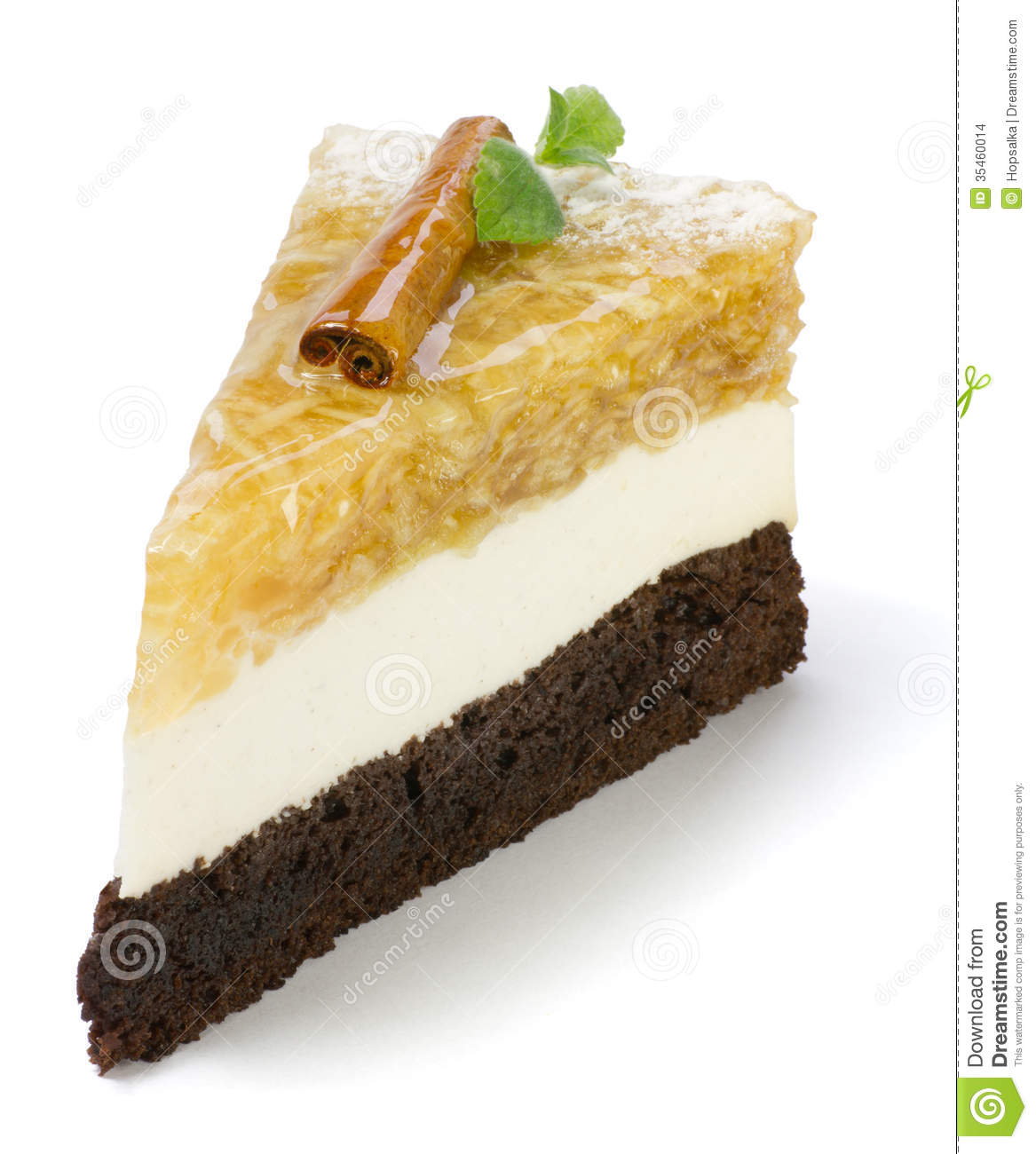Piece Of An Apple Cake Isolated On White Clipping Path Included