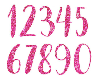 Pink Glitter Numbers Clip Arts Glitter Letters Cliparts Hand Painted