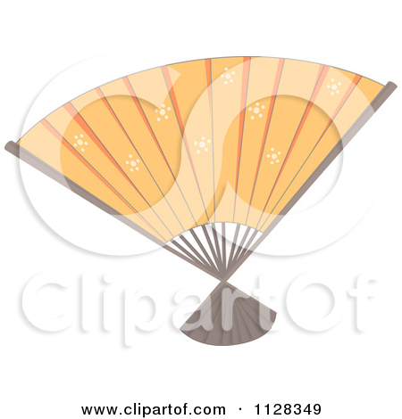 Royalty Free  Rf  Clipart Illustration Of An Open Beige Fan With Pink