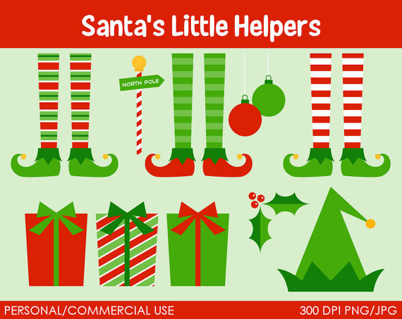Santa S Little Helpers Elf Clipart   Digital Clip Art Graphics For